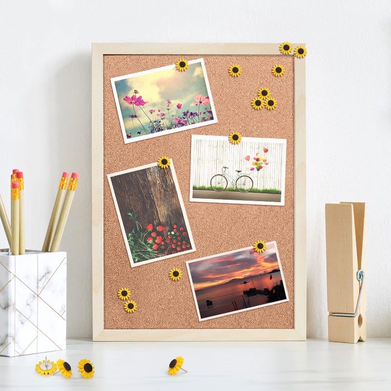 CCOZN Sunflower Push Pins, Thumb Tacks Decorative Push Pins Cork Board Pins for Bulletin Board Photos Wall Office Decorations Classroom School Supplies (30 Pcs) - Image 5